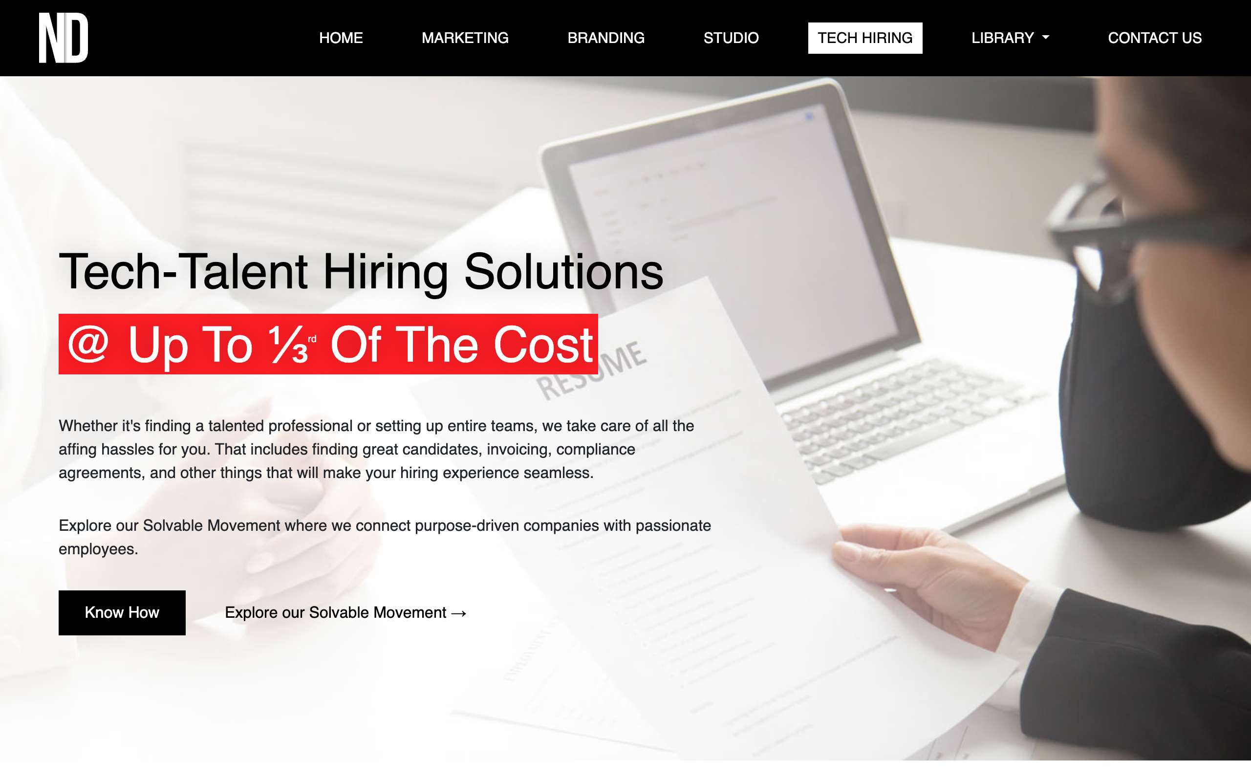 Netrocon Digital Tech Talent Hiring Page Screenshot