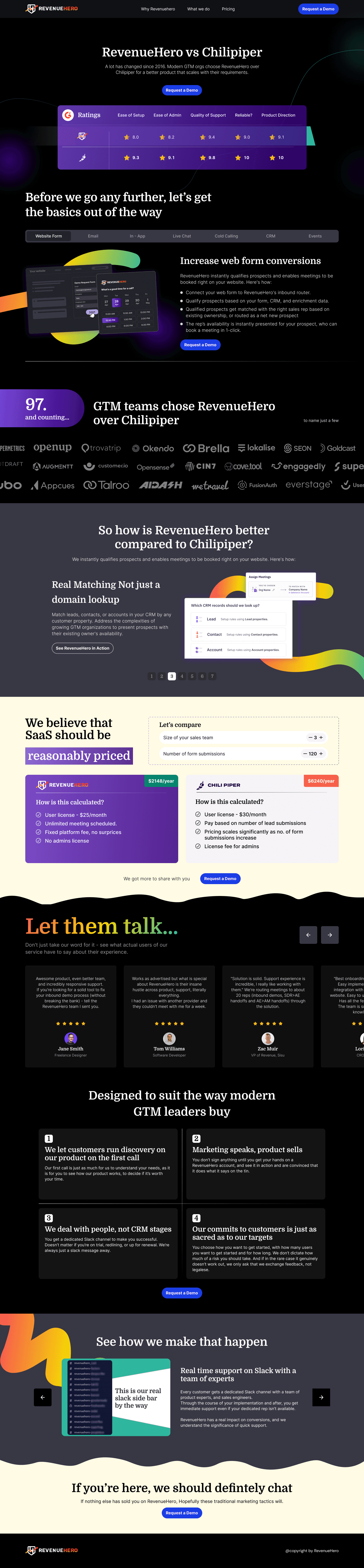 RevenueHero complete high-conversion landing page layout