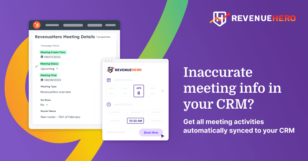 RevenueHero instant meeting details calendar widget